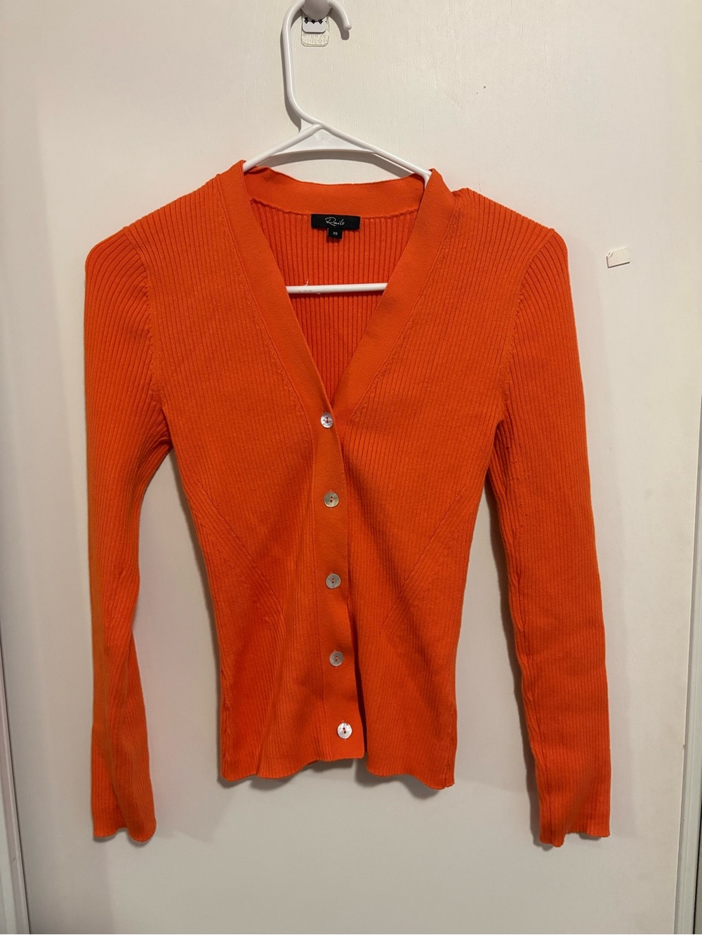 Rails Beau Ribbed Cardigan Womens Size XS Tangerine Button Front V-Neckline